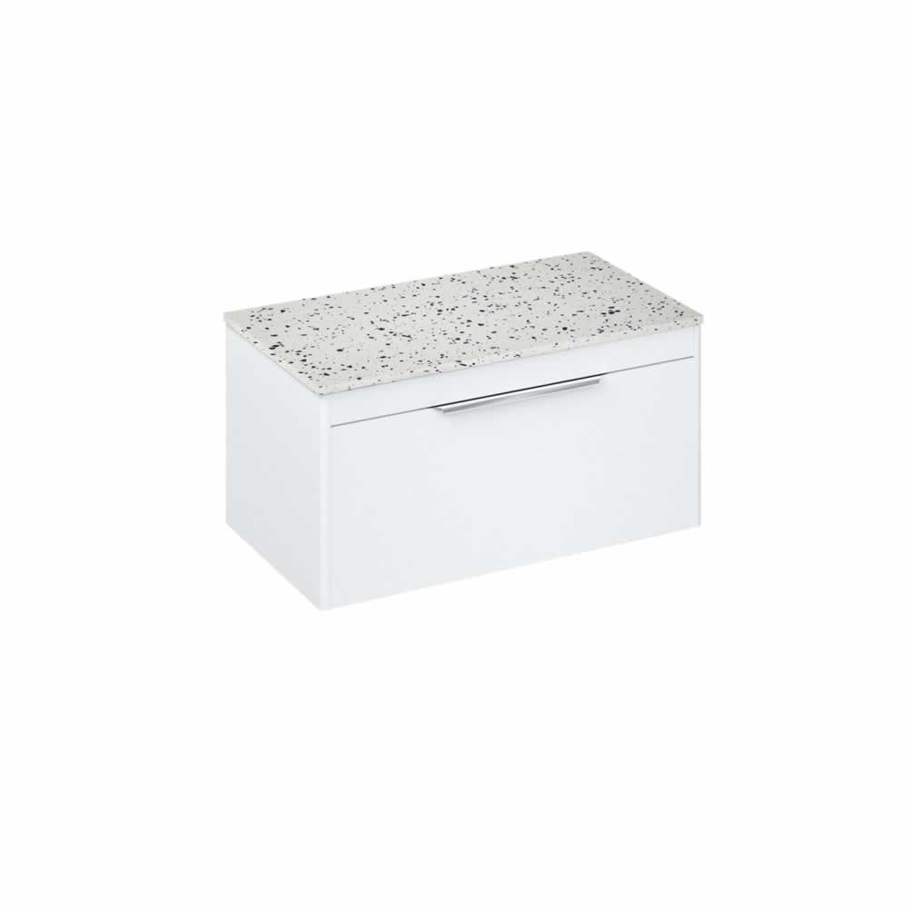 Shoreditch 85cm single drawer Matt White with Ice Blue Worktop